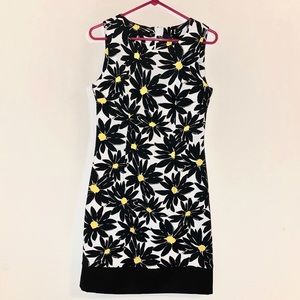 Ronni Nicole Midi dress size 10 floral black, white & yellow